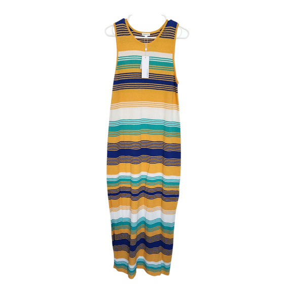 Minnie Rose Midi Tank Dress L Striped Terry Cloth Beach Resortwear Vacation - Picture 1 of 8